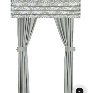 Window Curtains, Valance, Panels Grey Reversible Farmhouse BoHo Chichome